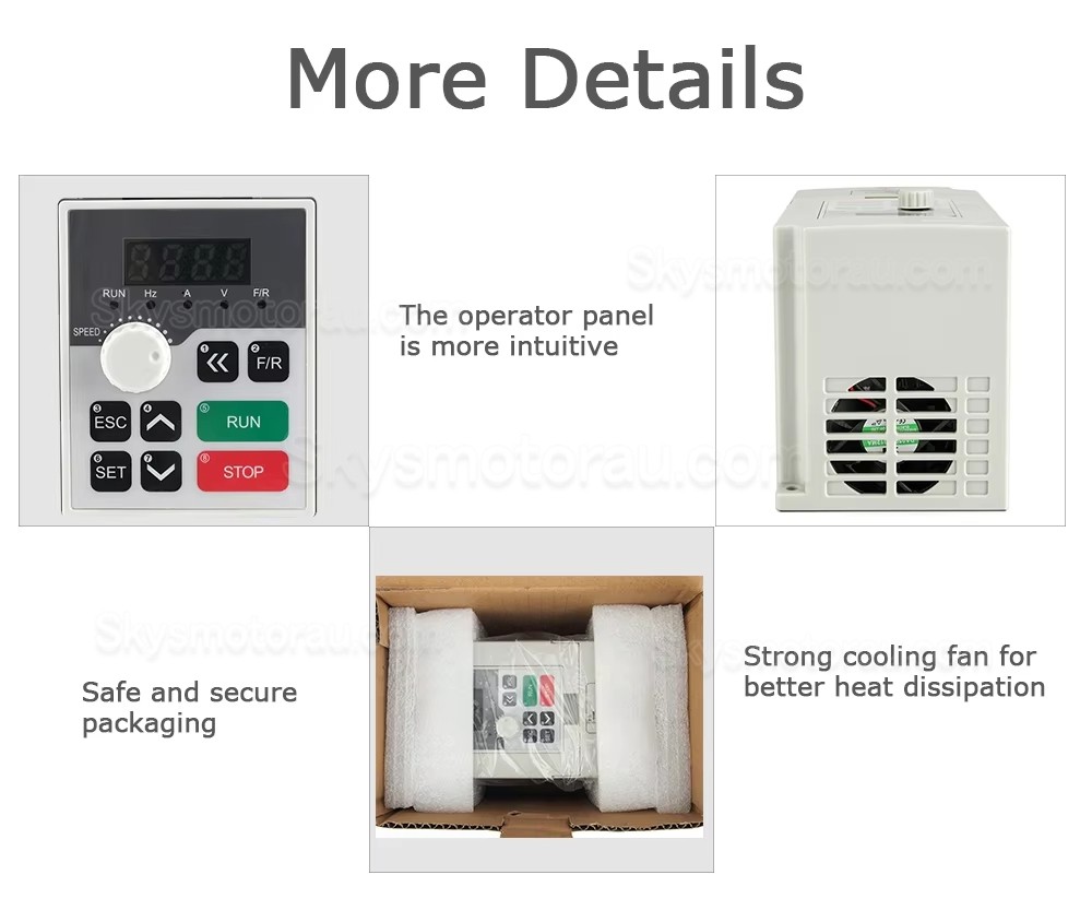 800W VFD Spindle Kit JGF-F65A-800 + H100-0.75 Indc. Air Cooled Spindle Motor + Variable Frequency Drive + 13Pcs ER11 Collet
